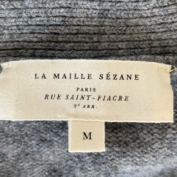 Sezane Elegant Gray Yak Wool Cardigan sz M Quiet Luxury Minimalist Casual Chic - Picture 8 of 13